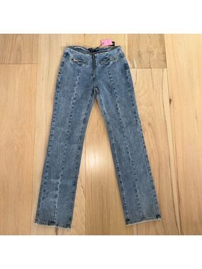 PrettyLittleThing Tall Light Blur Wash Straight Leg Size 4 NWT
